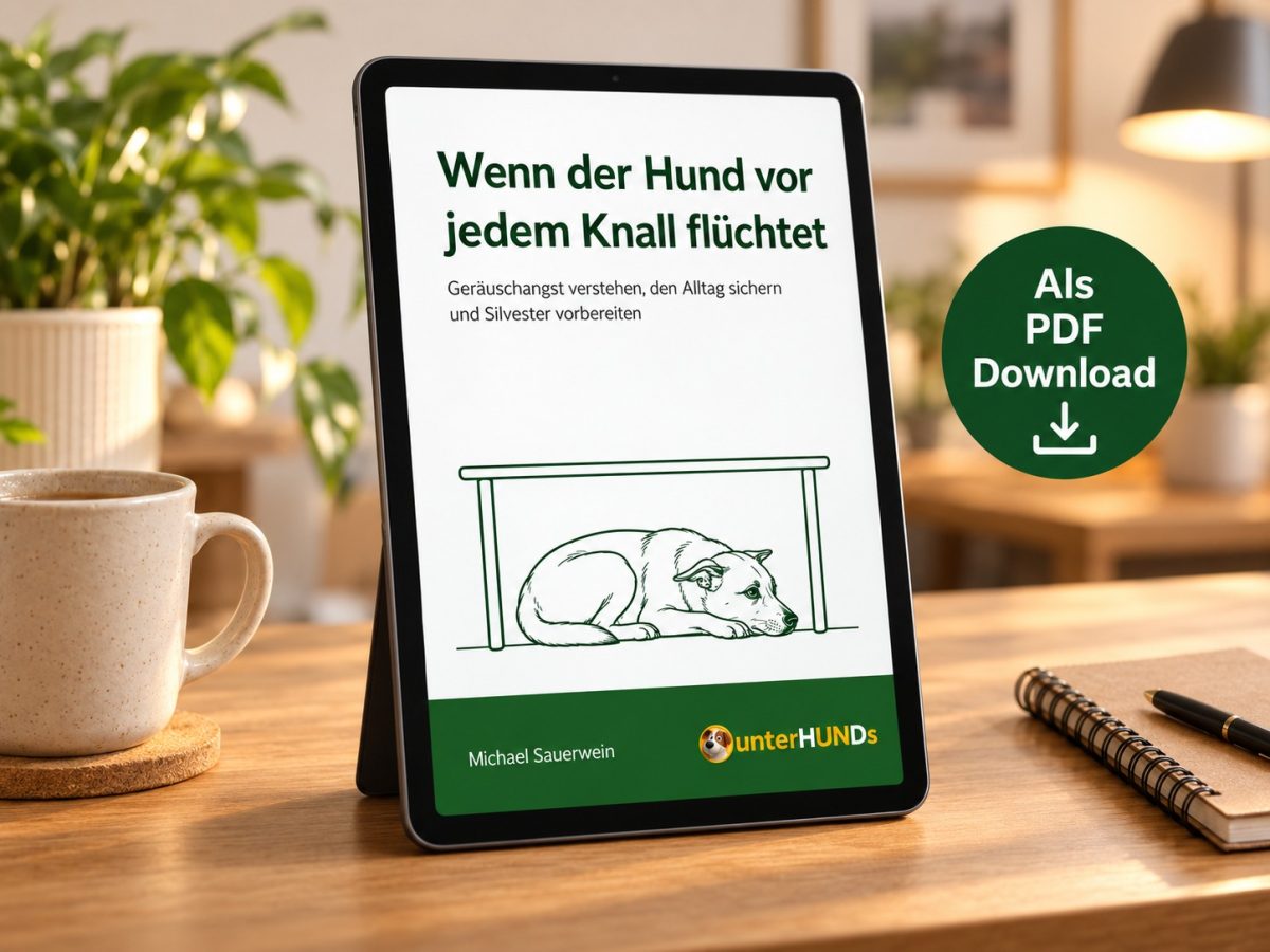 Arbeitsheft Wenn der Hund vor jedem Knall flüchtet auf einem Tablet