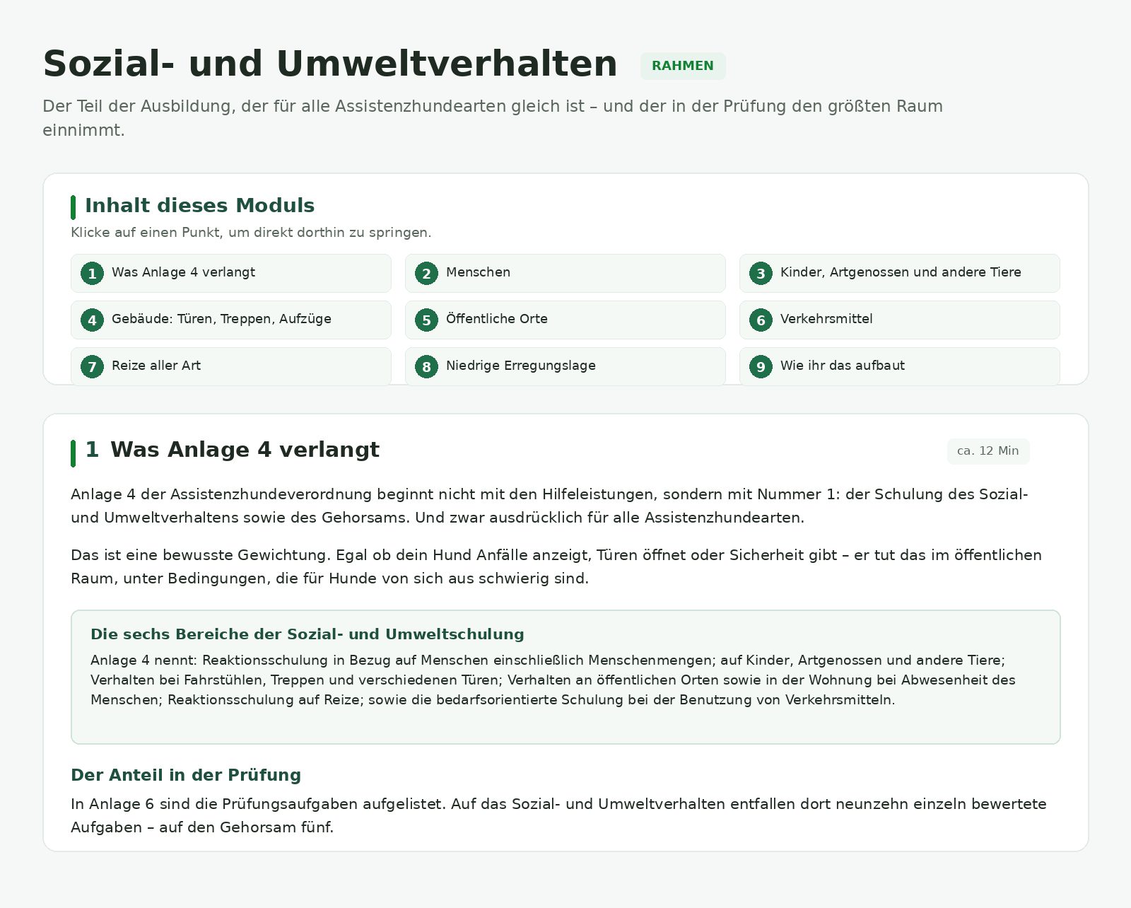 Lernmodul rechtliche Grundlagen mit Erläuterungen zur Assistenzhundeverordnung