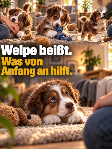 Welpe beißt. Was von Anfang an hilft.